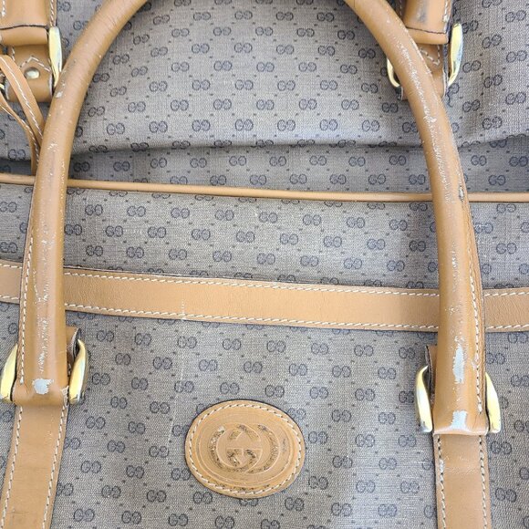 Vintage Gucci Micro GG Duffle Travel Bag Brown - Picture 4 of 12